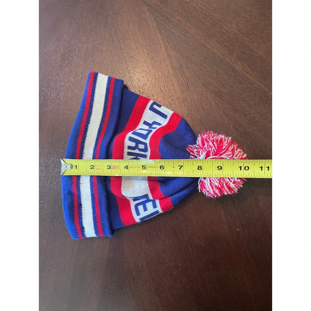 New Era NY Giants Beanie Hat Mens OSFM Blue Excellent Cuffed Pom Pom NFL Cap